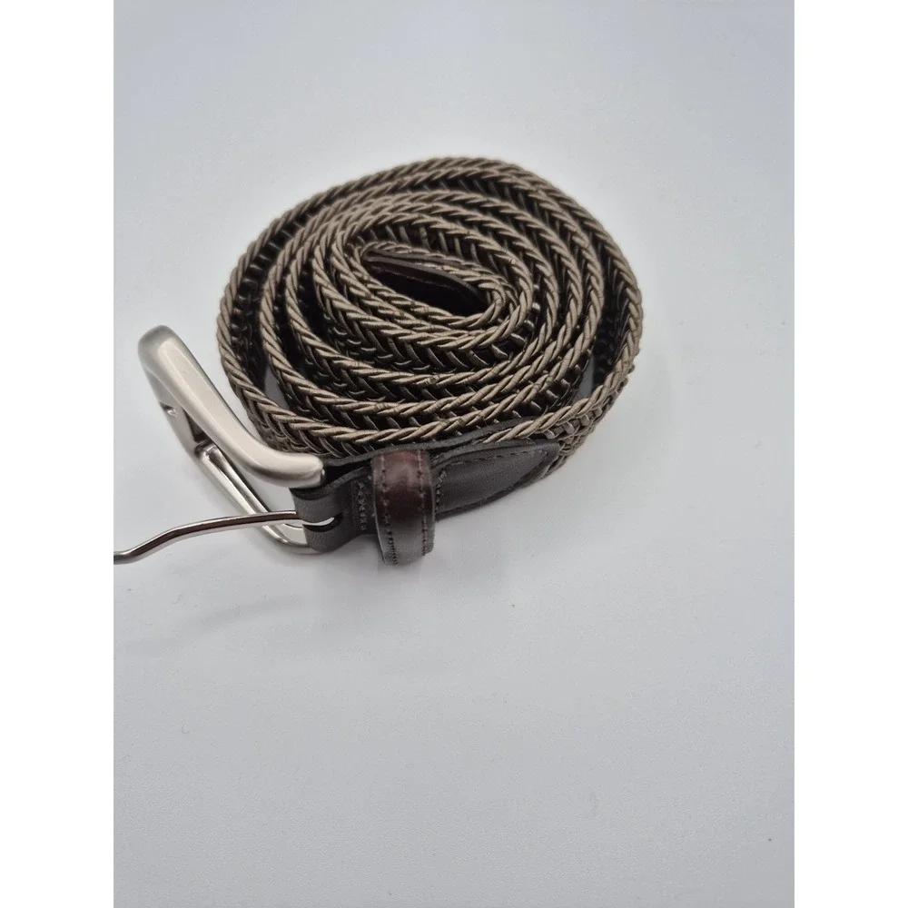Torino Belt Mens 38 Brown Tan Leather Braided Woven Casual